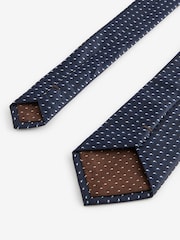 Navy Blue Pattern Tie And Tie Clip - Image 3 of 3