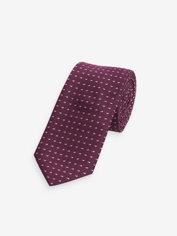 Burgundy Red Slim Pattern Tie - Image 1 of 3
