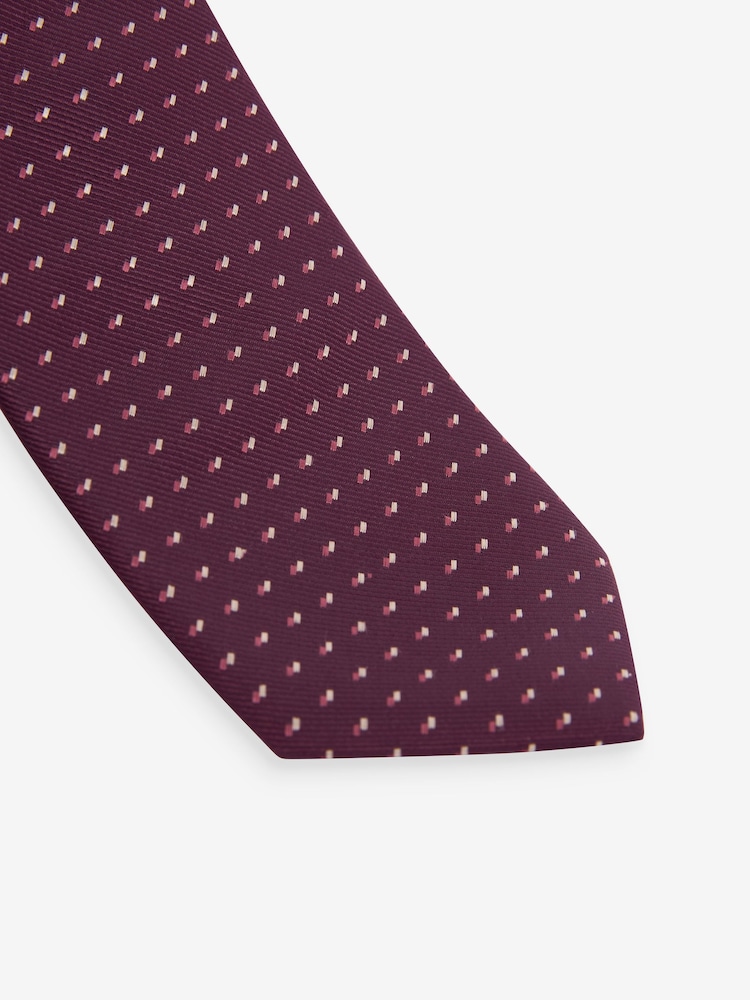 Burgundy Red Slim Pattern Tie - Image 2 of 3