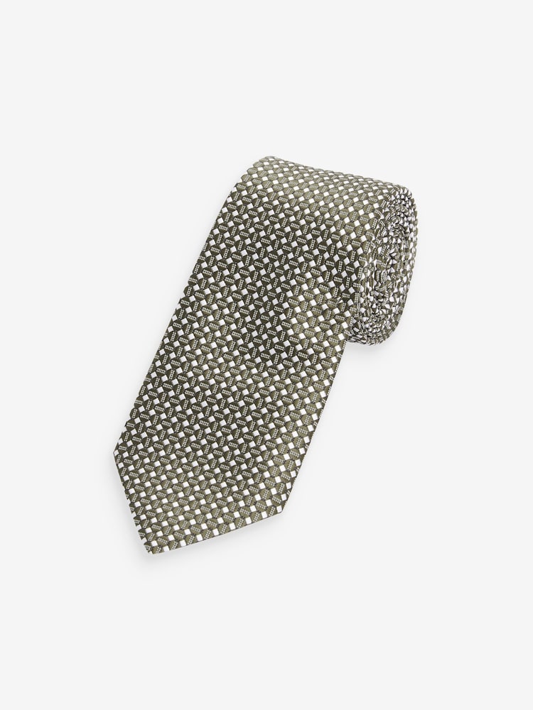 Green Geometric Pattern Tie - Image 1 of 3