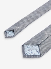 Light Blue Paisley Slim Tie And Pocket Square Set - Image 2 of 5