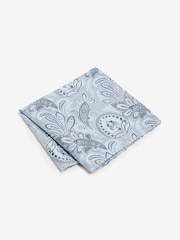 Light Blue Paisley Slim Tie And Pocket Square Set - Image 4 of 5