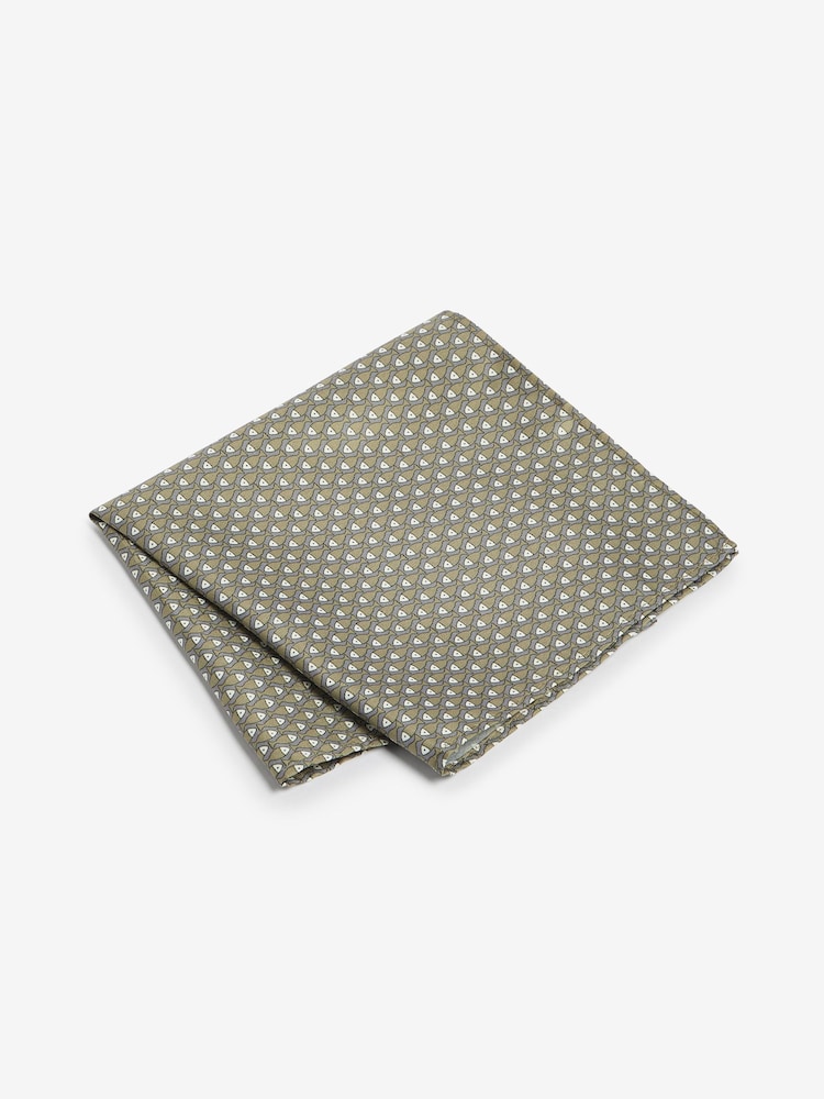 Light Grey/Grey Fish Print Tie And Pocket Square Set - Image 2 of 5
