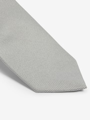 Light Grey/Grey Fish Print Tie And Pocket Square Set - Image 3 of 5