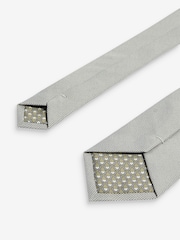 Light Grey/Grey Fish Print Tie And Pocket Square Set - Image 4 of 5