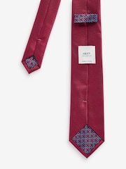 Red Geometric Tie And Pocket Square Set - Image 3 of 4