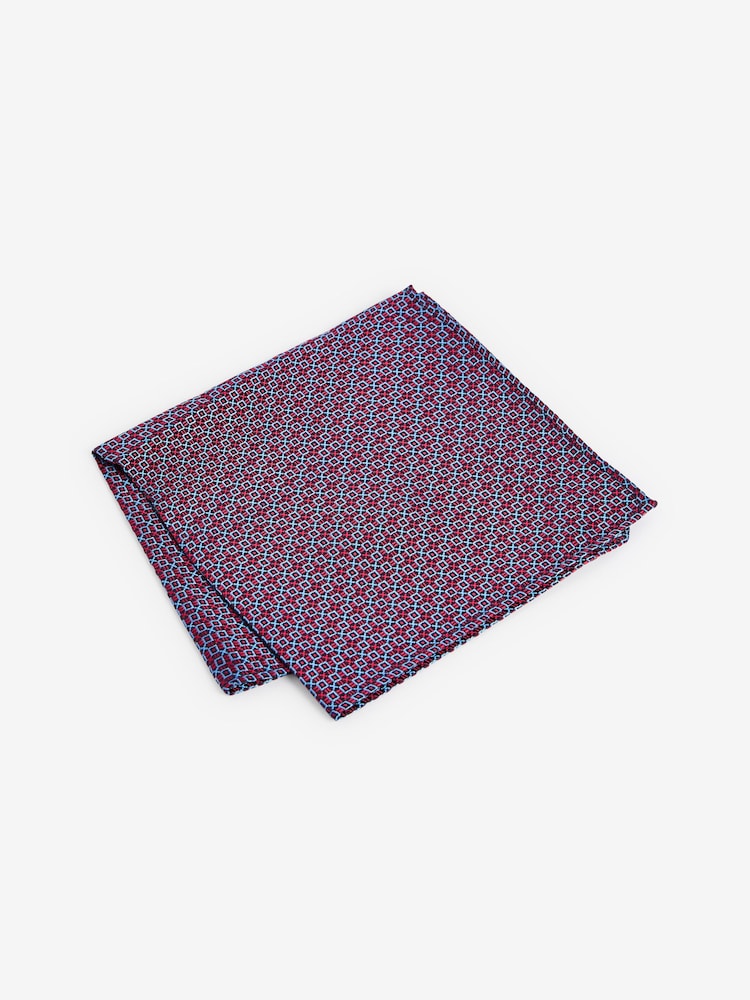 Red Geometric Tie And Pocket Square Set - Image 4 of 4