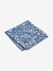 Neutral Brown/Navy Blue Floral Slim Tie And Pocket Square Set - Image 2 of 5
