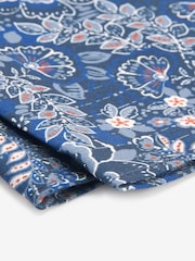 Neutral Brown/Navy Blue Floral Slim Tie And Pocket Square Set - Image 5 of 5