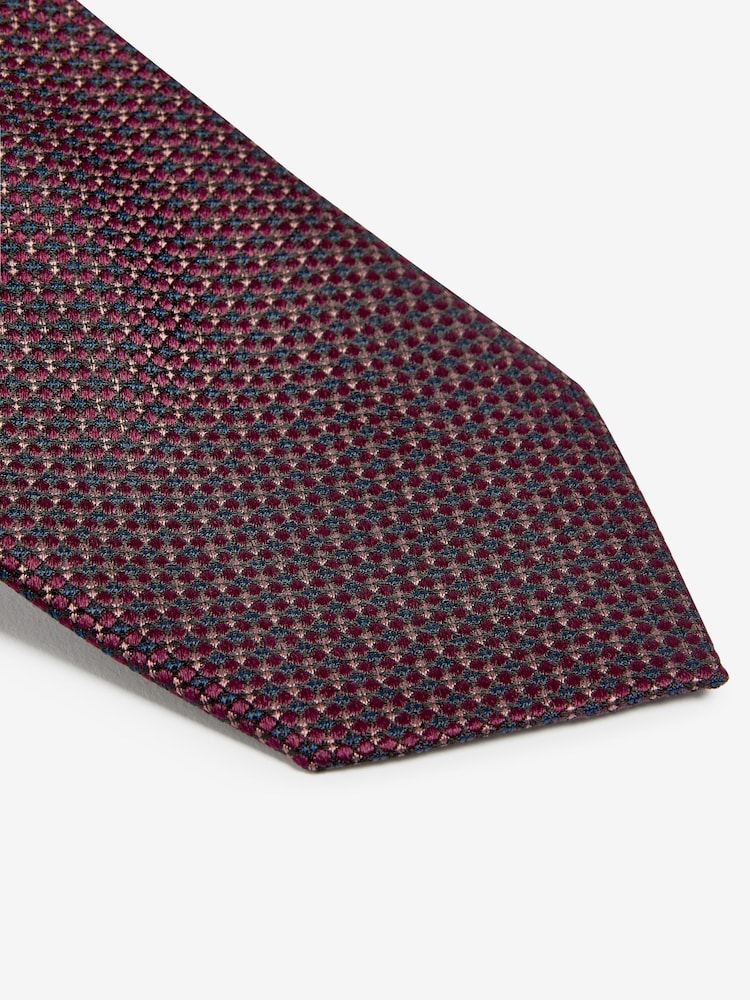 Burgundy Red Textured Silk Tie - Image 2 of 3