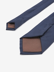 Navy Blue/Tan Brown Textured Ties 2 Pack With Tie Clips - Image 4 of 7