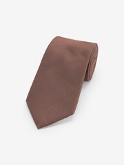 Navy Blue/Tan Brown Textured Ties 2 Pack With Tie Clips - Image 5 of 7