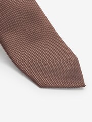 Navy Blue/Tan Brown Textured Ties 2 Pack With Tie Clips - Image 6 of 7