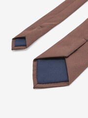 Navy Blue/Tan Brown Textured Ties 2 Pack With Tie Clips - Image 7 of 7