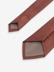 Neutral Brown/Rust Orange 2 Pack Textured Ties And Pocket Sqaure Set - Image 5 of 8