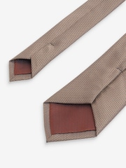Neutral Brown/Rust Orange 2 Pack Textured Ties And Pocket Sqaure Set - Image 6 of 8