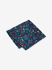 Yellow/Navy Blue Floral Tie And Pocket Square Set - Image 2 of 5