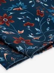 Yellow/Navy Blue Floral Tie And Pocket Square Set - Image 3 of 5