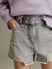 Grey Frayed Edge Distressed Shorts (3-16yrs) - Image 4 of 7