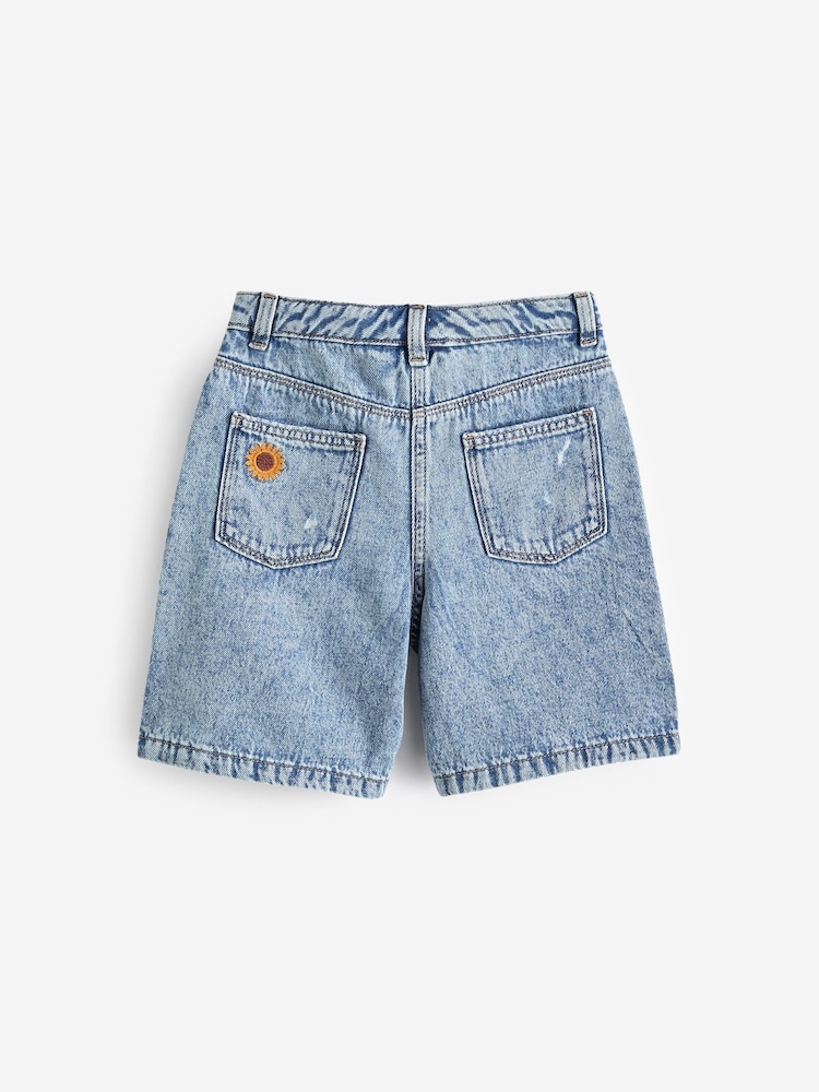 Mid Blue Sunflower Denim Shorts (3-16yrs) - Image 2 of 2