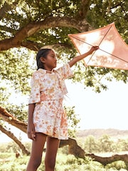 Orange Floral Boxy Shirt & Short Co-ord Set (3-16yrs) - Image 2 of 7