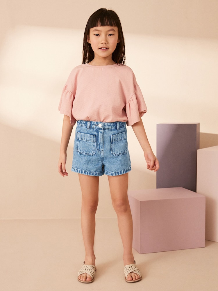 Mid Blue Pocket Denim Shorts (3-16yrs) - Image 1 of 7