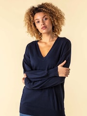 Roman Navy Blue V-Neck Long Sleeve Jumper - Image 1 of 4