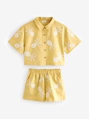 Ochre/Cream Embroidered Co-ord Shirt & Shorts With Linen Set (3-16yrs) - Image 7 of 9