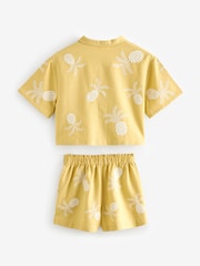 Ochre/Cream Embroidered Co-ord Shirt & Shorts With Linen Set (3-16yrs) - Image 8 of 9