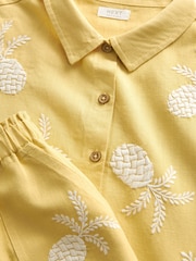 Ochre/Cream Embroidered Co-ord Shirt & Shorts With Linen Set (3-16yrs) - Image 9 of 9