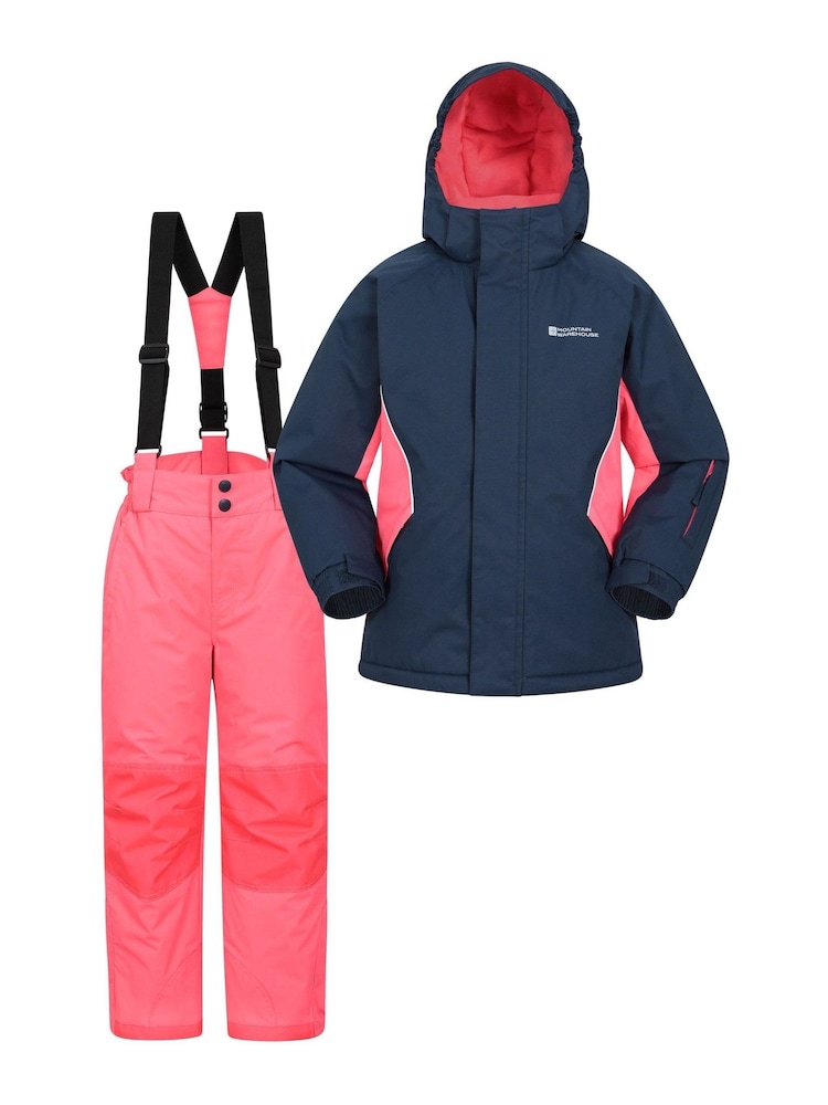 Mountain Warehouse Blue Kids Fleece Lined Snow Ski Jacket And Trousers Set - Image 1 of 5