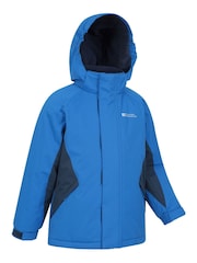Mountain Warehouse Blue/Black Kids Fleece Lined Snow Ski Jacket And Trousers Set - Image 3 of 5