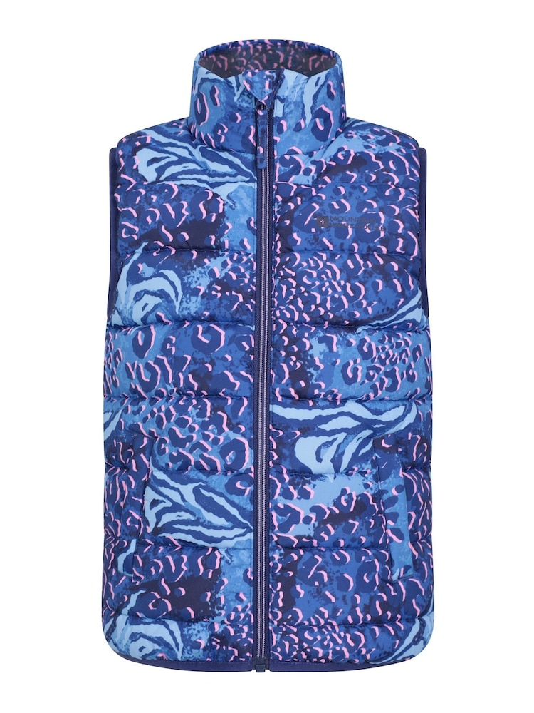 Mountain Warehouse Purple Dark Rocko Kids Printed Water Resistant Padded Gilet - Image 1 of 5