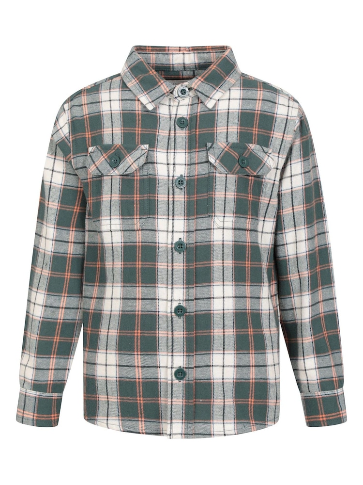 Mountain Warehouse Green Kids Flannel Check 100% Cotton Shirt - Image 1 of 5