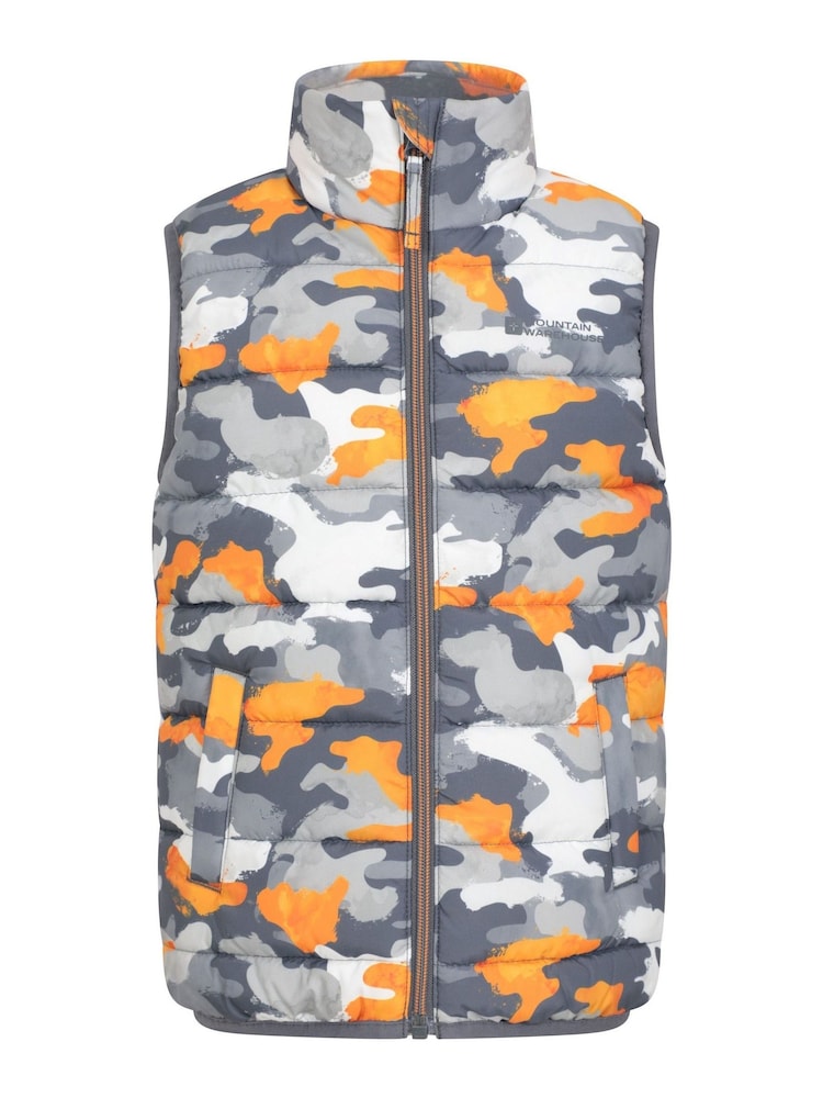Mountain Warehouse Grey Light Rocko Kids Printed Water Resistant Padded Gilet - Image 1 of 5