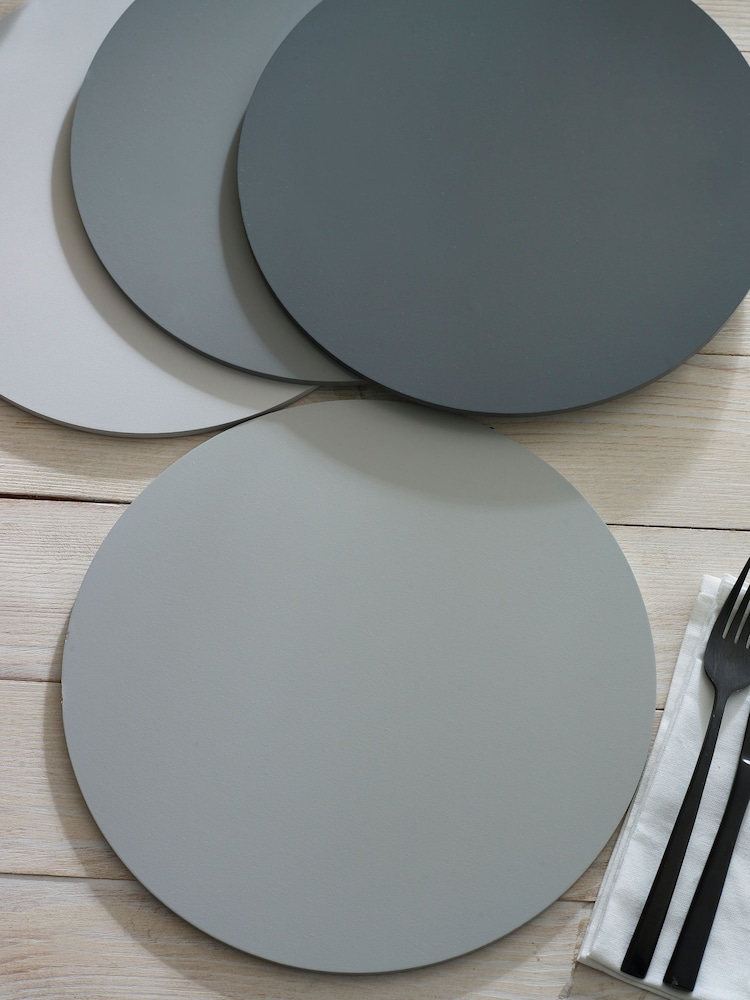 Set of 4 Grey Wooden Tonal Placemats - Image 2 of 3