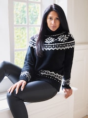 The Little Tailor Snowflake Funnel Neck Chunky Christmas Jumper - Image 1 of 5