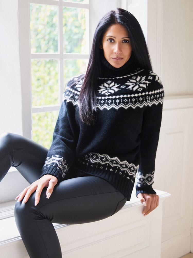 The Little Tailor Snowflake Funnel Neck Chunky Christmas Jumper - Image 1 of 5