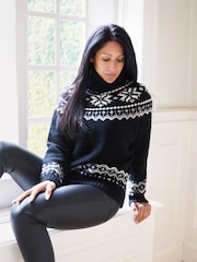 The Little Tailor Snowflake Funnel Neck Chunky Christmas Jumper - Image 2 of 5