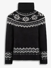 The Little Tailor Snowflake Funnel Neck Chunky Christmas Jumper - Image 3 of 5