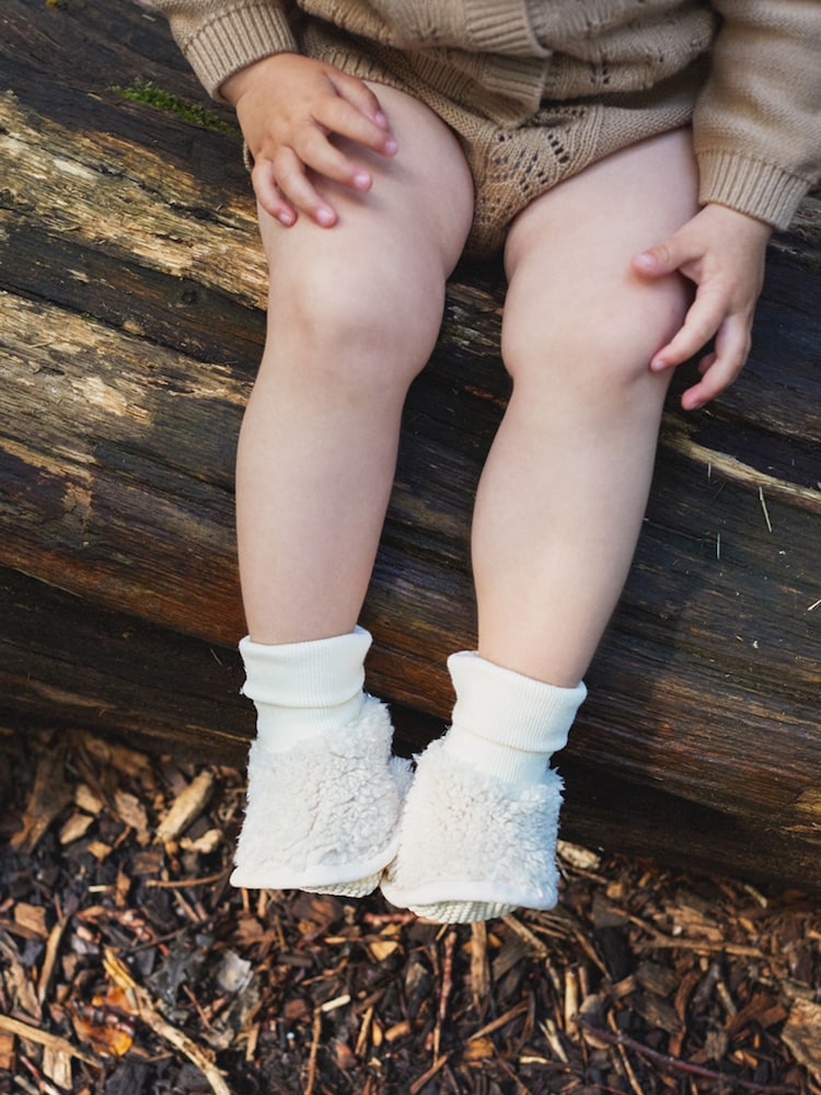 The Little Tailor Plush Lined Sherpa Fleece Baby Booties - Image 1 of 4