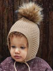 The Little Tailor Baby Pom Pom Textured Knitted 100% Cotton Hat - Image 1 of 4