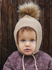 The Little Tailor Baby Pom Pom Textured Knitted 100% Cotton Hat - Image 2 of 4