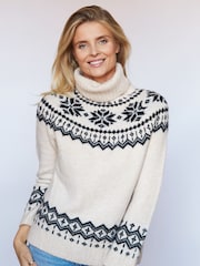 The Little Tailor Snowflake Funnel Neck Chunky Christmas Jumper - Image 1 of 6