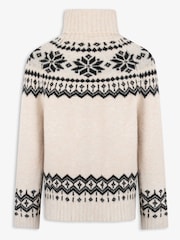 The Little Tailor Snowflake Funnel Neck Chunky Christmas Jumper - Image 5 of 6