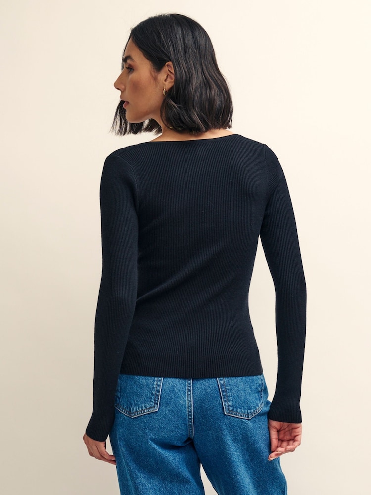 Nobodys Child Black Twist Front Knitted Top - Image 2 of 4
