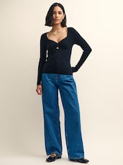 Nobodys Child Black Twist Front Knitted Top - Image 3 of 4