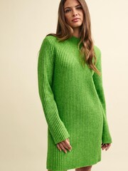 Nobodys Child Green Rib Knitted Mini Dress - Image 4 of 5
