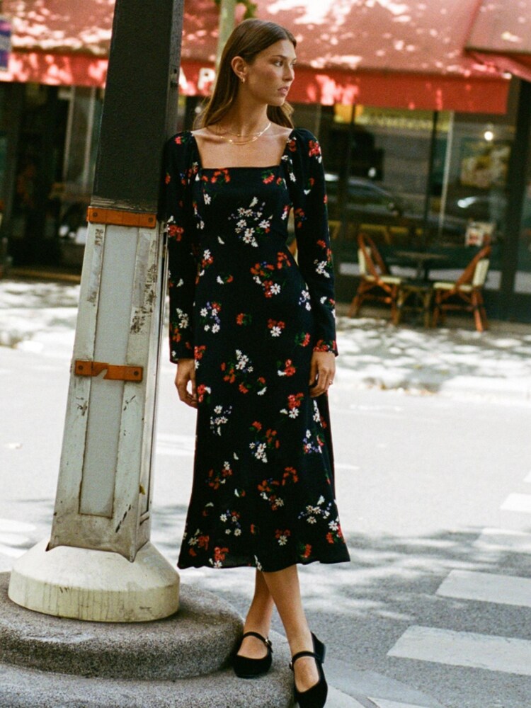 Nobody's Child Abby Midi Black Dress - Image 1 of 6