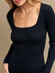 Nobody's Child Square Neck Knitted Midi Dress - Image 4 of 5
